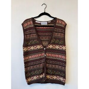 Vintage Jantzen Sweater Vest Womens Petite Medium Fair Isle‎ Holiday 90s